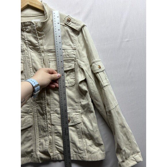 Kensie Jeans Womens Medium Military Cadet Cargo Utility Jacket Pockets Zip Close - Picture 3 of 7